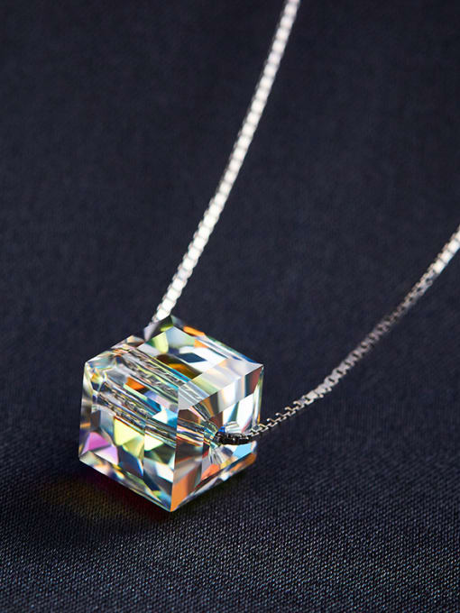 multi-color austrian Crystals Square-shaped Necklace