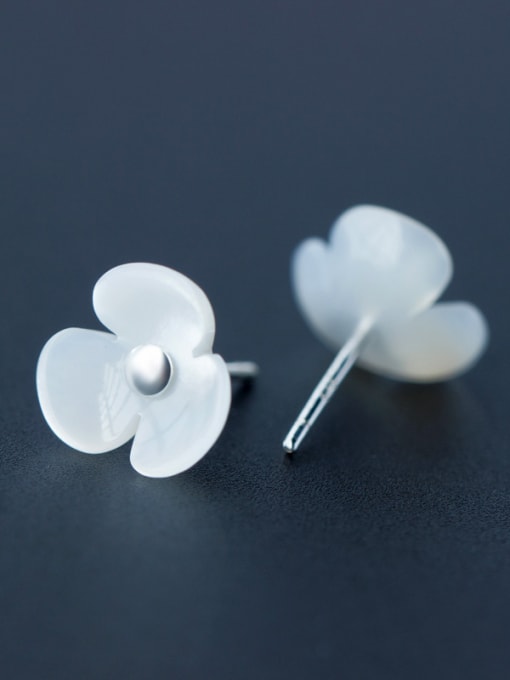 Rosh 2018 S925 silver shell flower stud Earring 2