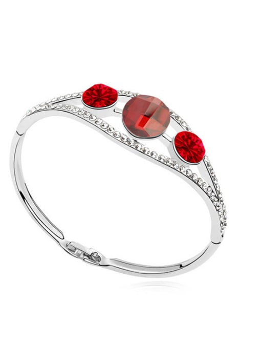red Simple Three Cubic austrian Crystals Alloy Bangle