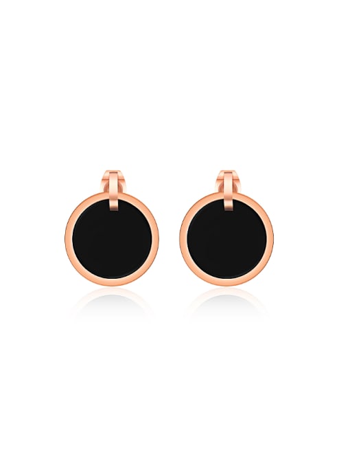 Open Sky Fashion Black Round Rose Gold Plated Stud Earrings 0