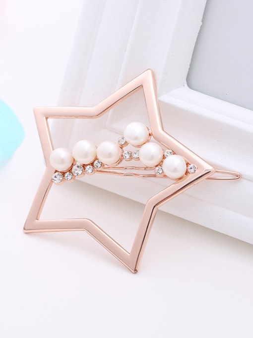 Rose Gold Fashion Freshwater Pearls Hollow Star Alloy Hairpin