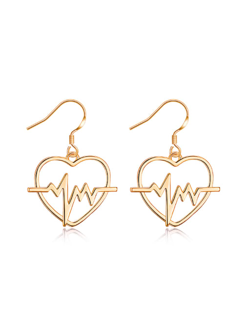 Gold Simple Hollow Heart shaped Copper Earrings