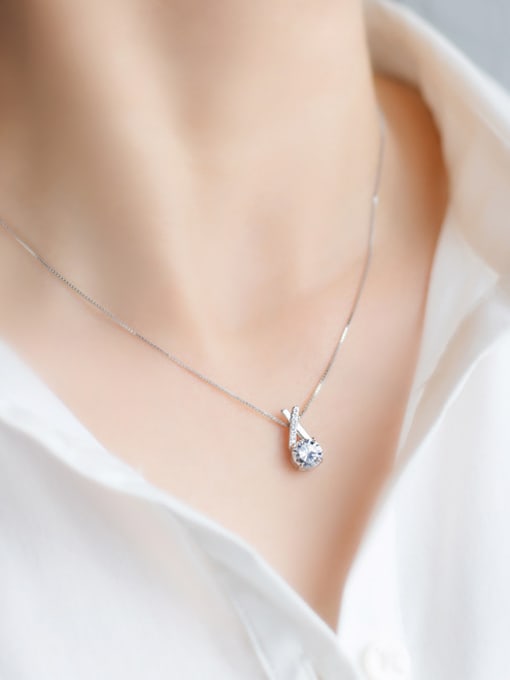 Rosh S925 Silver Sweet Cross zircon Necklace 1