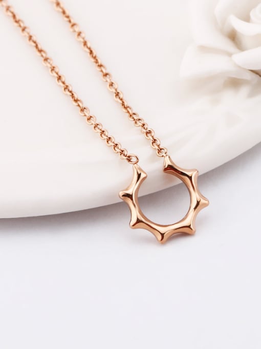 OUXI Titanium Fashion Rose Gold  U Shaped  Necklace 0