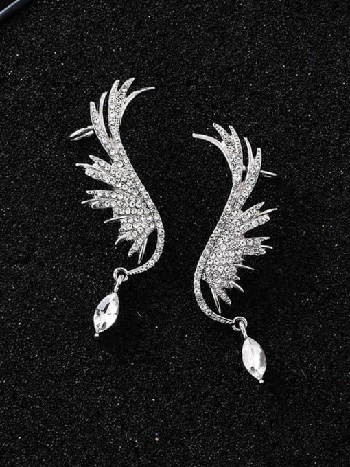 Girlhood Alloy With Platinum Plated Delicate Angel Wing Drop Earrings 3