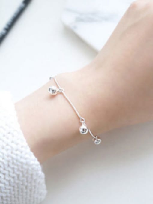 DAKA Simple Little Smooth Beads Silver Women Bracelet 1