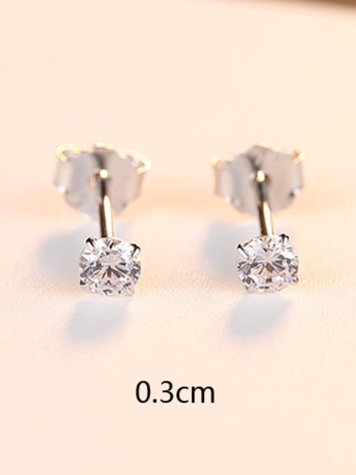 White  Zirconium 0.3Cm Sterling silver simple four-claw punching piece 3mm 4mm 5mm 6mm zircon earrings