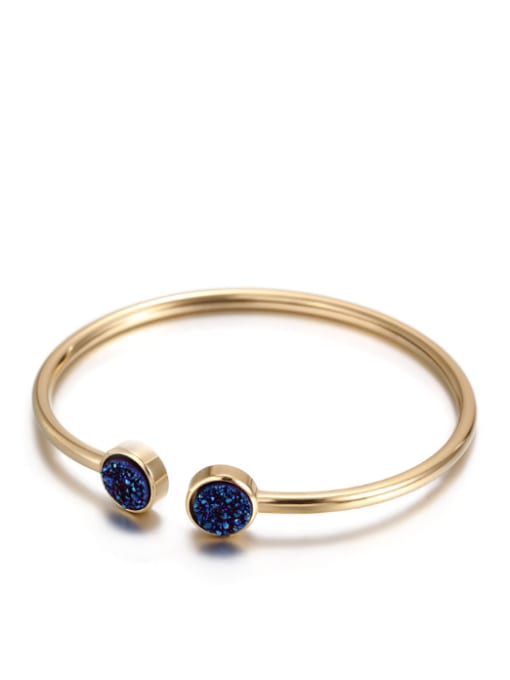 Golden Blue Crystal Cluster Rose Gold Anti-allergic Titanium Crystal Bracelet