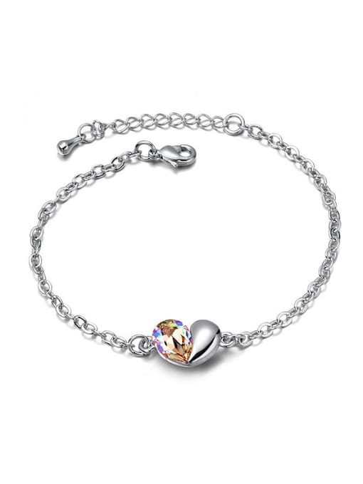 QIANZI Simple austrian Crystal Heart Alloy Bracelet 1