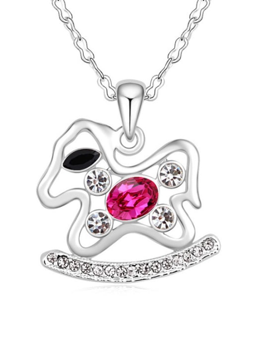 QIANZI Personalized Rocking Horse austrian Crystals Pendant Alloy Necklace 4