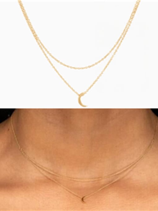 GROSE Titanium With Gold Plated Simplistic Moon Multi Strand Necklaces 0