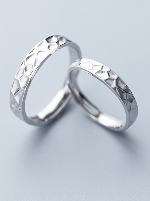 Rosh 925 Sterling Silver With Platinum  Plated Simplistic Geometric  Free Size  Rings 2