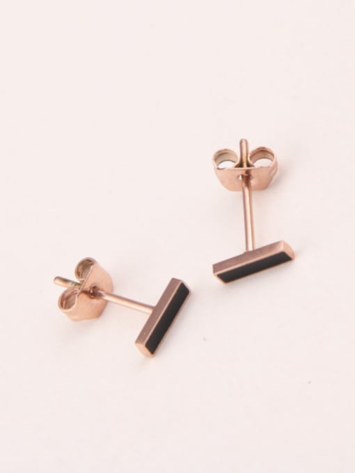 GROSE Rectangular Black Glue Simple Stud Earrings 1