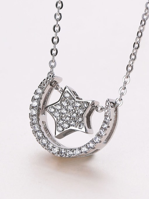 One Silver Star And Moon Necklace 2