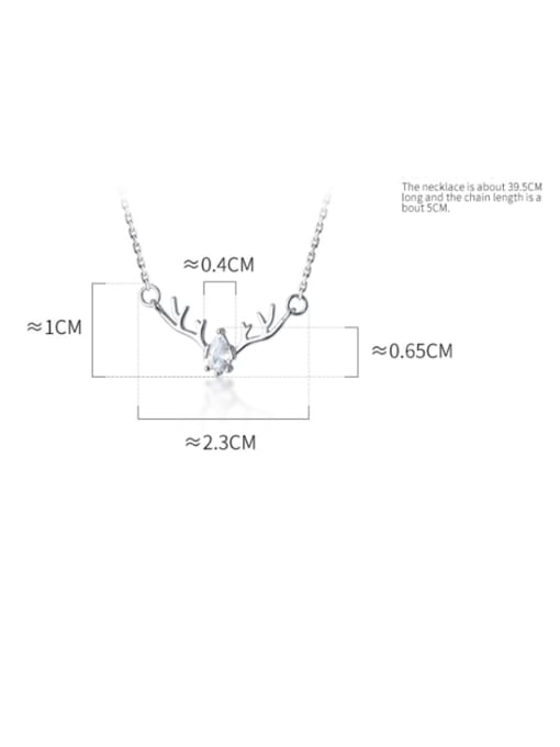 Rosh 925 Sterling Silver With Cubic Zirconia Personality Antlers  Necklaces 2