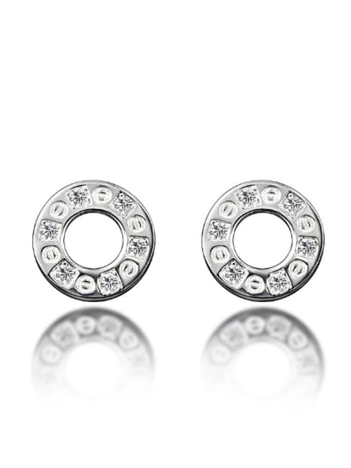 Silvery Tiny Simple Hollow Round Cubic Zircon Stud Earrings