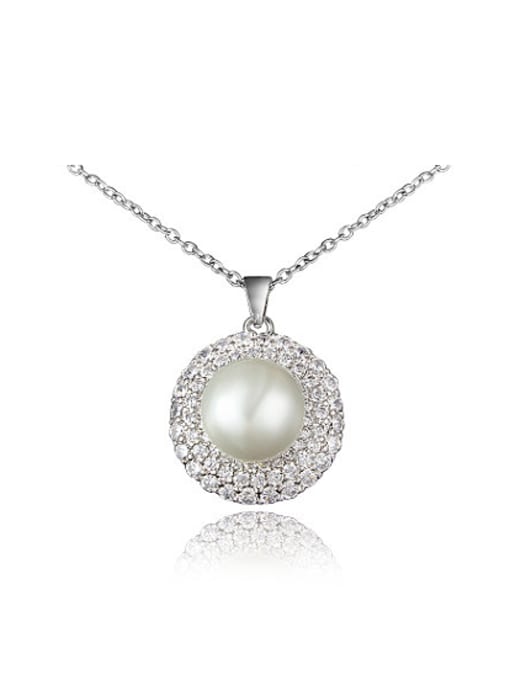 SANTIAGO Exquisite 18K White Gold Artificial Pearl Necklace 0