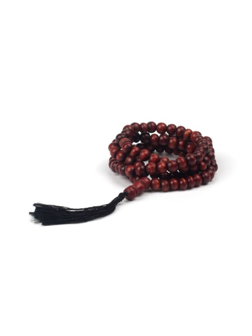 HN1890-A Handmade Wooden Beads Polyamide Tassel Necklace