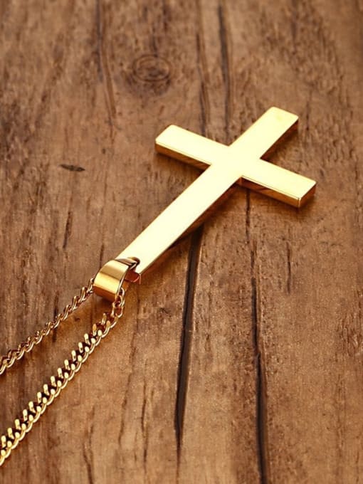 Golden Retro Style Cross Pendant Necklace