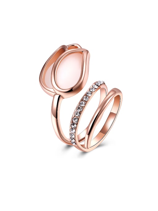 Rose Gold,Pink Exquisite Rose Gold Flower Shaped Zircon Stacking Ring
