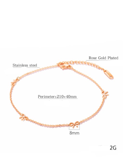 Open Sky Stainless Steel With Rose Gold Plated Cute Bowknot Anklets 2