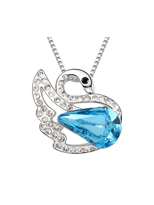 QIANZI Elegant austrian Crystals Swan Pendant Alloy Necklace
