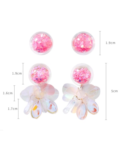 Girlhood Alloy With Platinum Plated Cute Colorful Sequins transparent Ball Drop Earrings 3