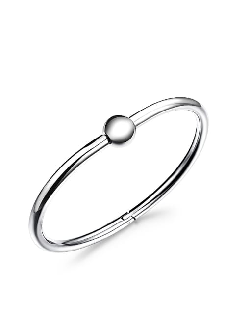 White Simple Bead Smooth Titanium Bangle