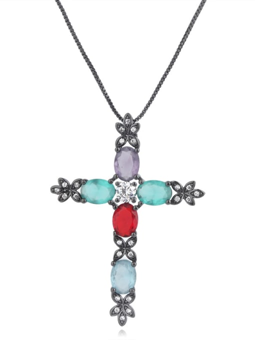 ROSS Copper With Glass stone Fashion Cross Necklaces 4