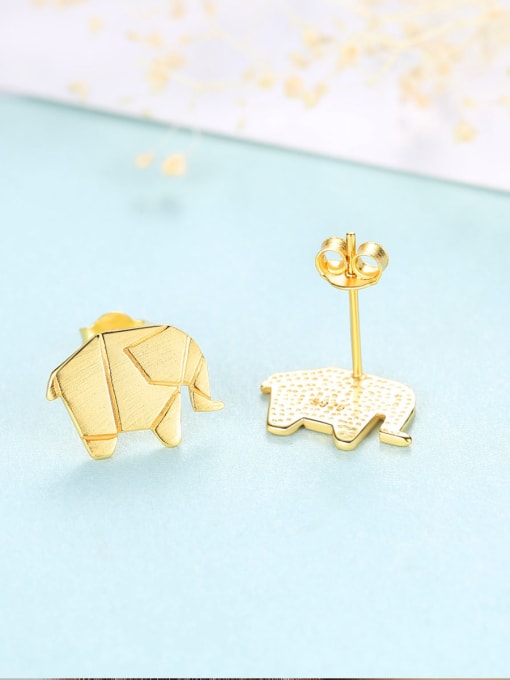 CCUI 925 Sterling Silver With Simplistic Animal elephant Stud Earrings 2