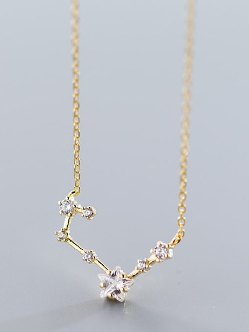 Rosh Sterling silver inlaid zirconium flowers stars necklace