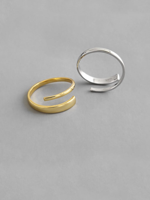 DAKA 925 Sterling Silver With Gold Plated Simplistic Wrong Double Layer Free Size  Rings 3
