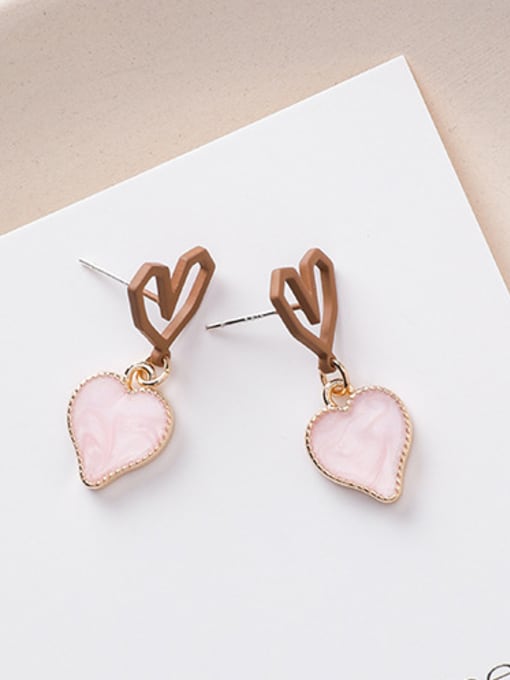 Girlhood Alloy With Rose Gold Plated Cute Heart Drop Earrings 2