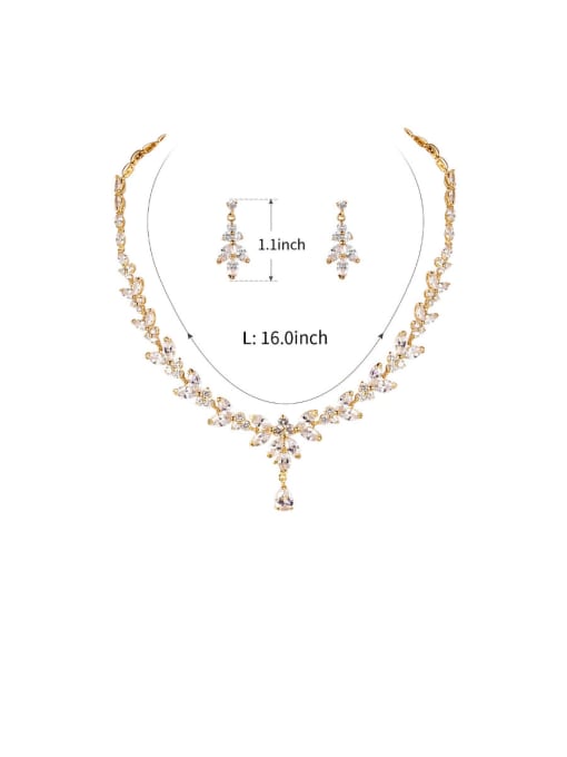 Mo Hai Copper With Cubic Zirconia  Classic Water Drop Earrings And Necklaces 2 Piece Jewelry Set 3