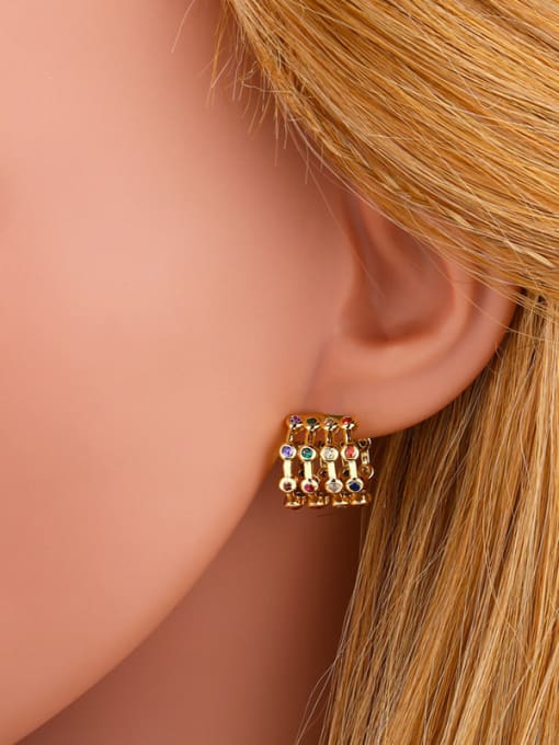 CC Copper With  Cubic Zirconia Personality Geometric Stud Earrings 1