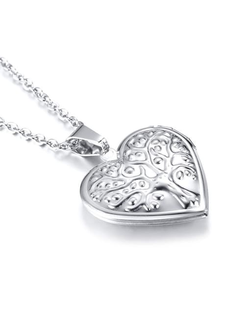 CONG Stainless Steel With Platinum Plated Simplistic Heart Necklaces 3