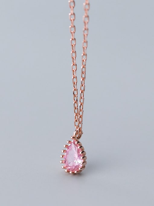 Rosh 925 Sterling Silver With Rose Gold Plated Simplistic Water Drop Necklaces 1