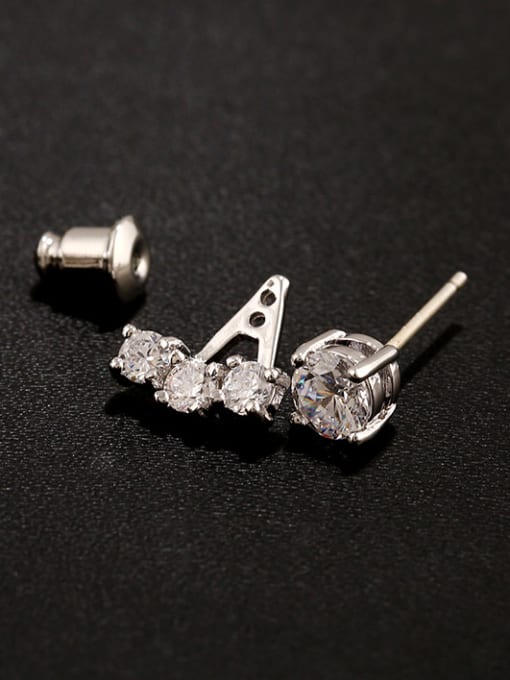 Qing Xing Post-hanging High-quality Eight Heart Eight Arrows Zircon With 925 silver Needle Anti-allergy Cluster earring 2