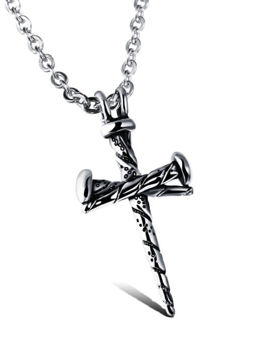 Open Sky Personalized Cross Titanium Men Necklace 0