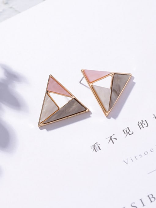 E triangle (ash powder) Alloy With Acrylic Texture Coloured Stud Earrings