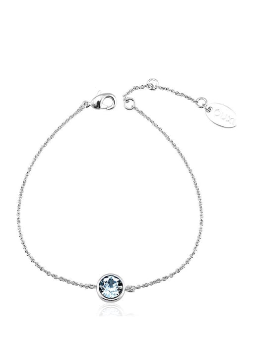 Platinum ,Blue Women 18K White Gold Crystal Bracelet