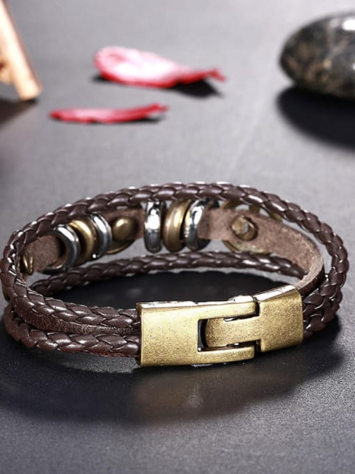 OUXI Retro style Artificial Leather Bracelet 3