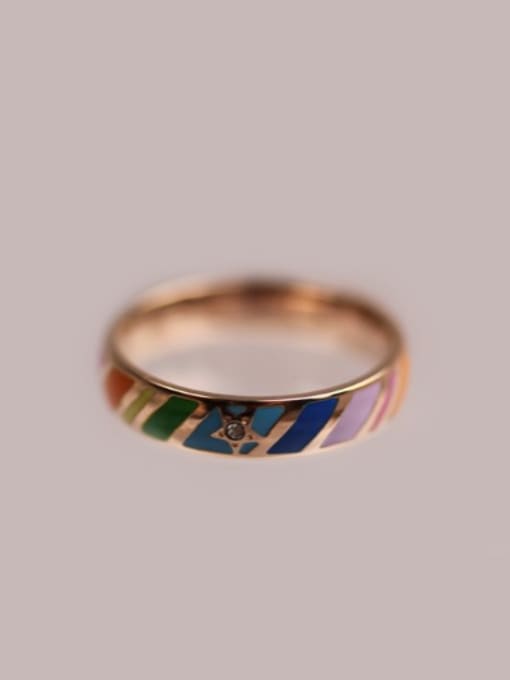 GROSE Colorful Enamel Women Titanium Ring 0
