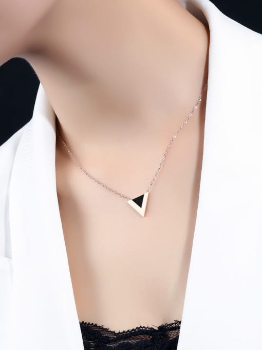 Open Sky Simple Triangle Pendant Rose Gold Plated Necklace 1