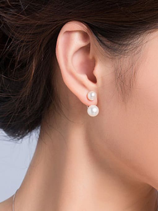 EVITA PERONI Double Freshwater Pearl stud Earring 1