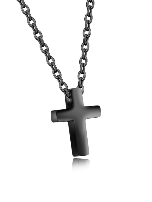 796- black Stainless Steel With Rose Gold Plated Simplistic Cross Necklaces