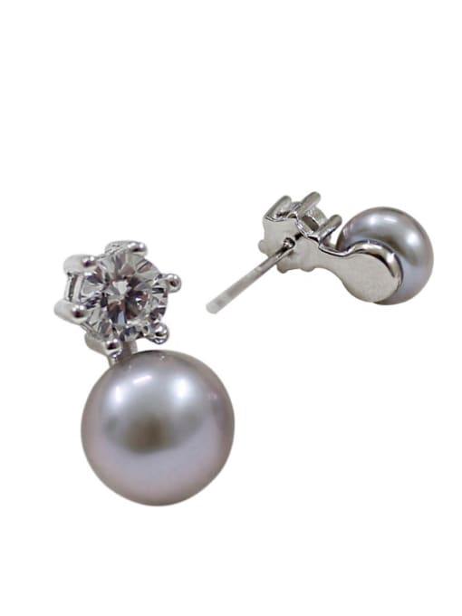 DAKA Simple Freshwater Pearls Women Stud Earrings 0