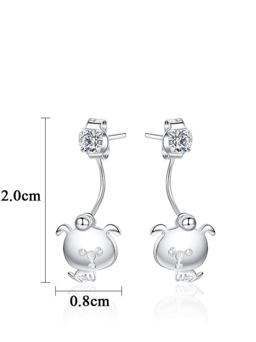 CCUI 925 Sterling Silver With Rhinestone  Cute Animal Stud Earrings 4