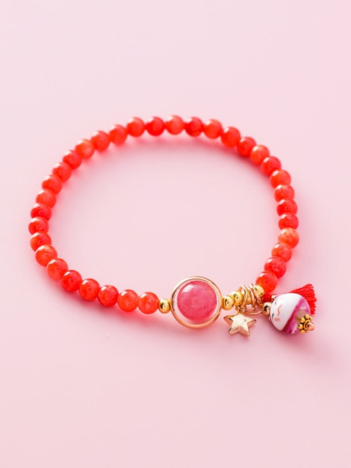 10627B Beads (Red) Alloy With 18k Gold Plated Bohemia Charm Bracelets
