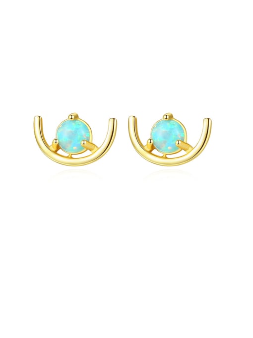 CCUI 925 Sterling Silver With Gold Plated Cute Geometric Stud Earrings 0